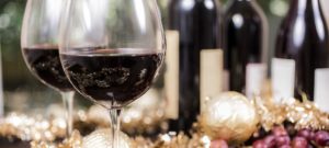 Red wine in a Christmas setting