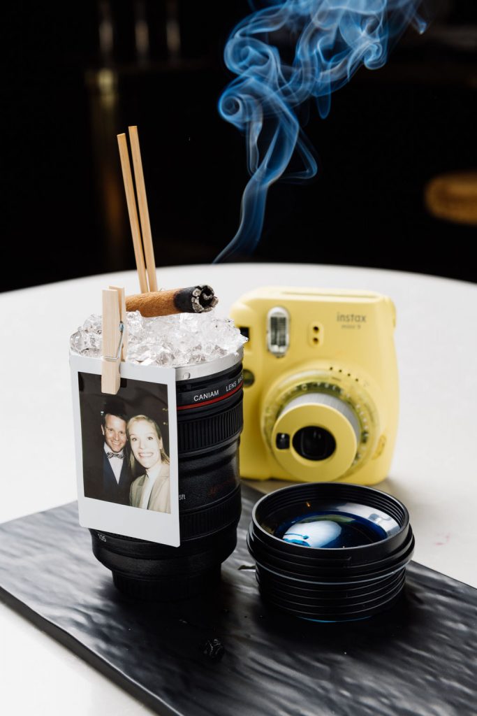 Cocktail in a camera lens
